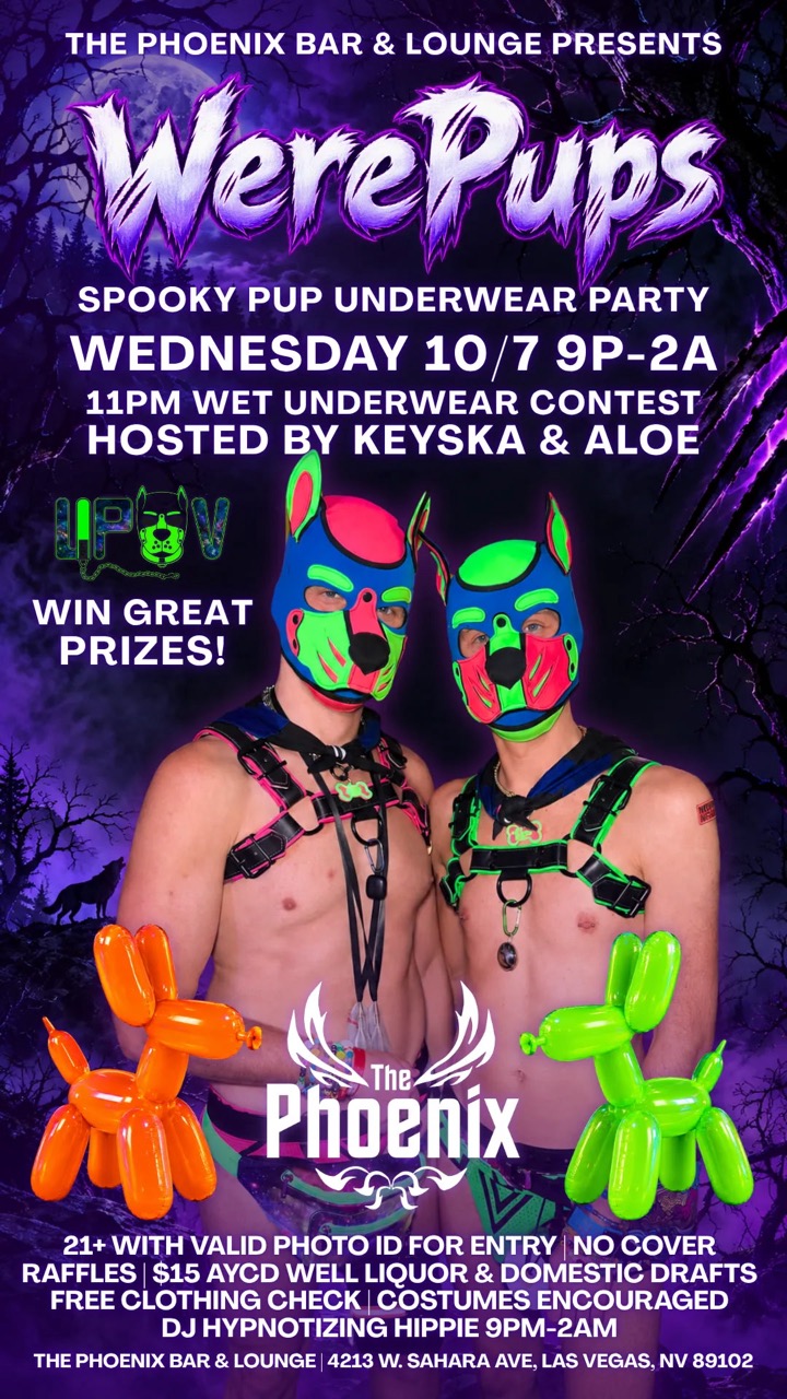 WerePups Spooky Pup Underwear Party flyer, The Phoenix Bar & Lounge, Wednesday 10/7 9PM–2AM